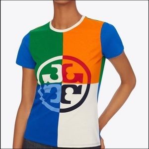 COPY - Tory Burch Colorblock Logo shirt, size small! Only worn once…